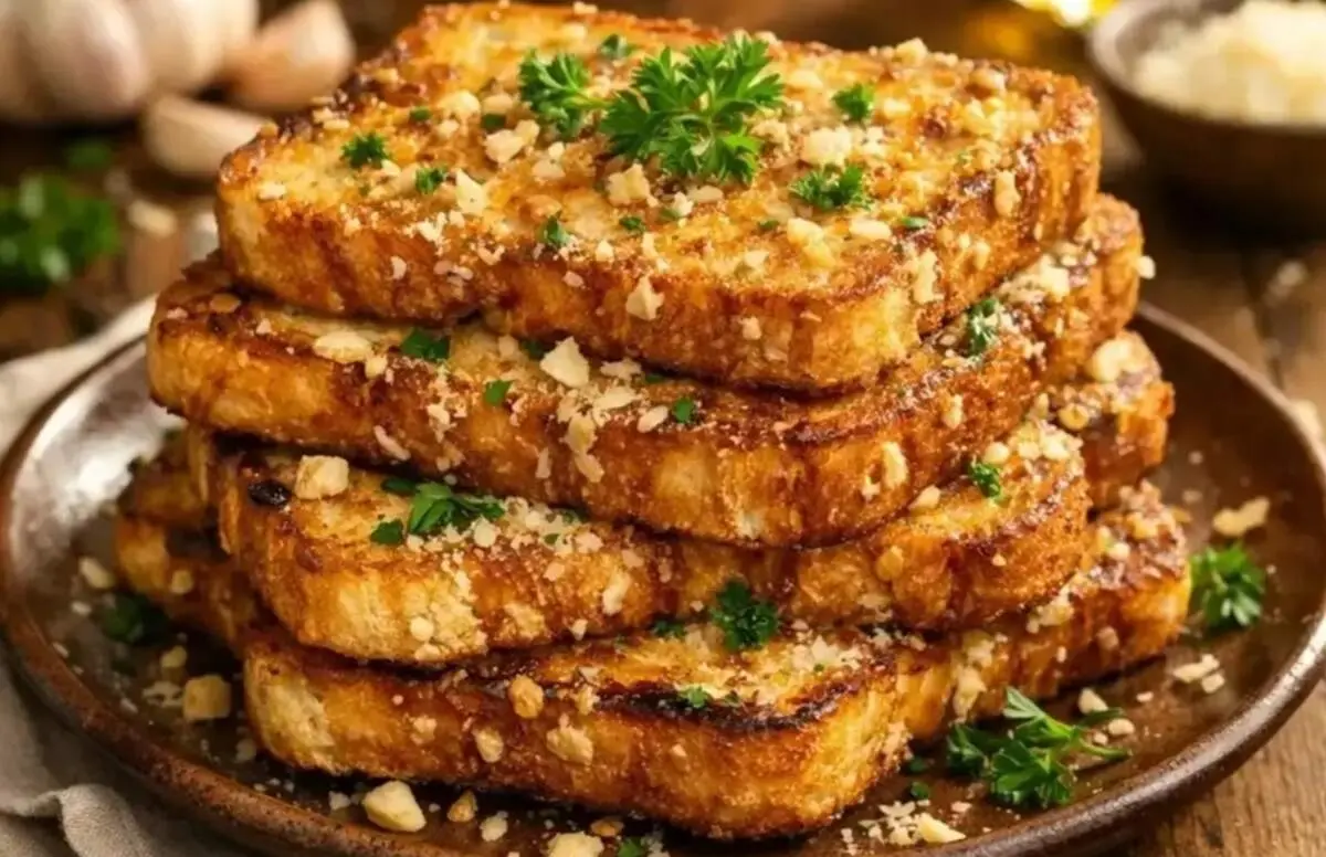 تست فرانسوی خوشمزه با عطر سیر و پنیر پارمسان