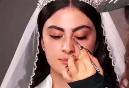 مریم مومن قبل و بعد از میکاپ عروسی‌اش