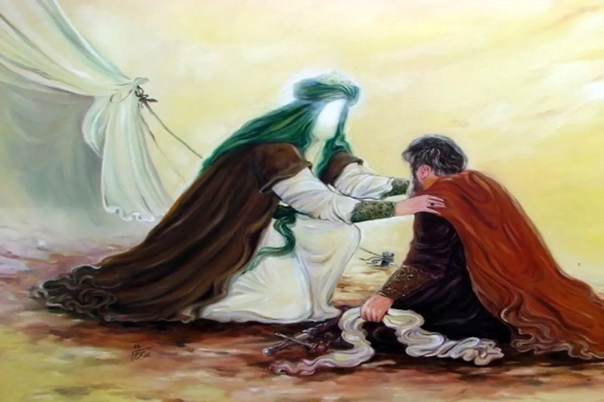صحنه اظهار پشیمانی حرّ به درگاه امام حسین (ع)