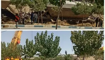 تصاویری از خروج قطار نفت‌کش در شهر قدس از ریل