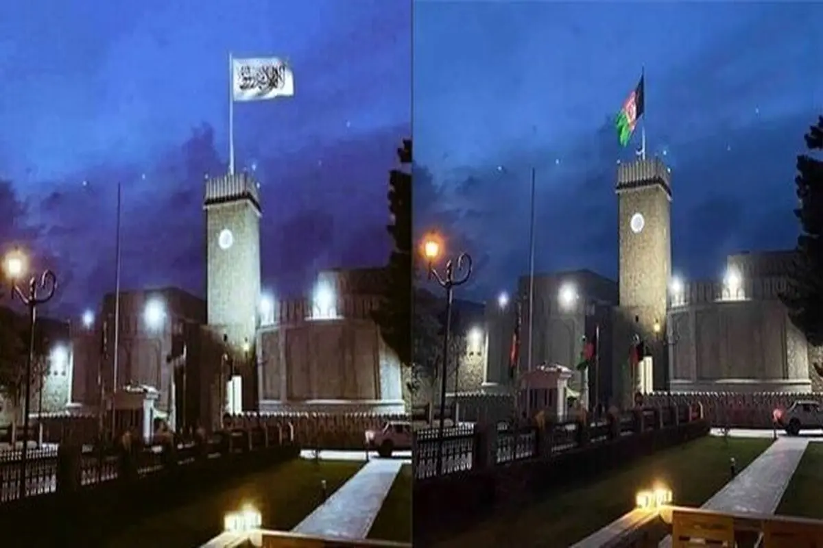 طالبان پرچم خود را برفراز کاخ ریاست جمهوری افغانستان به اهتزاز درآورد + عکس
