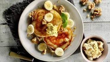 طرز تهیه پنکیک مغزدار خانگی با شکلات صبحانه