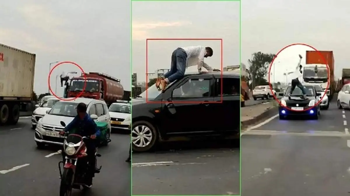 اقدام باورنکردنی مرد مست در وسط اتوبان! +فیلم