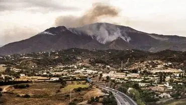 آتش سوزی در کوه های سررا برمها در استپون اسپانیا
