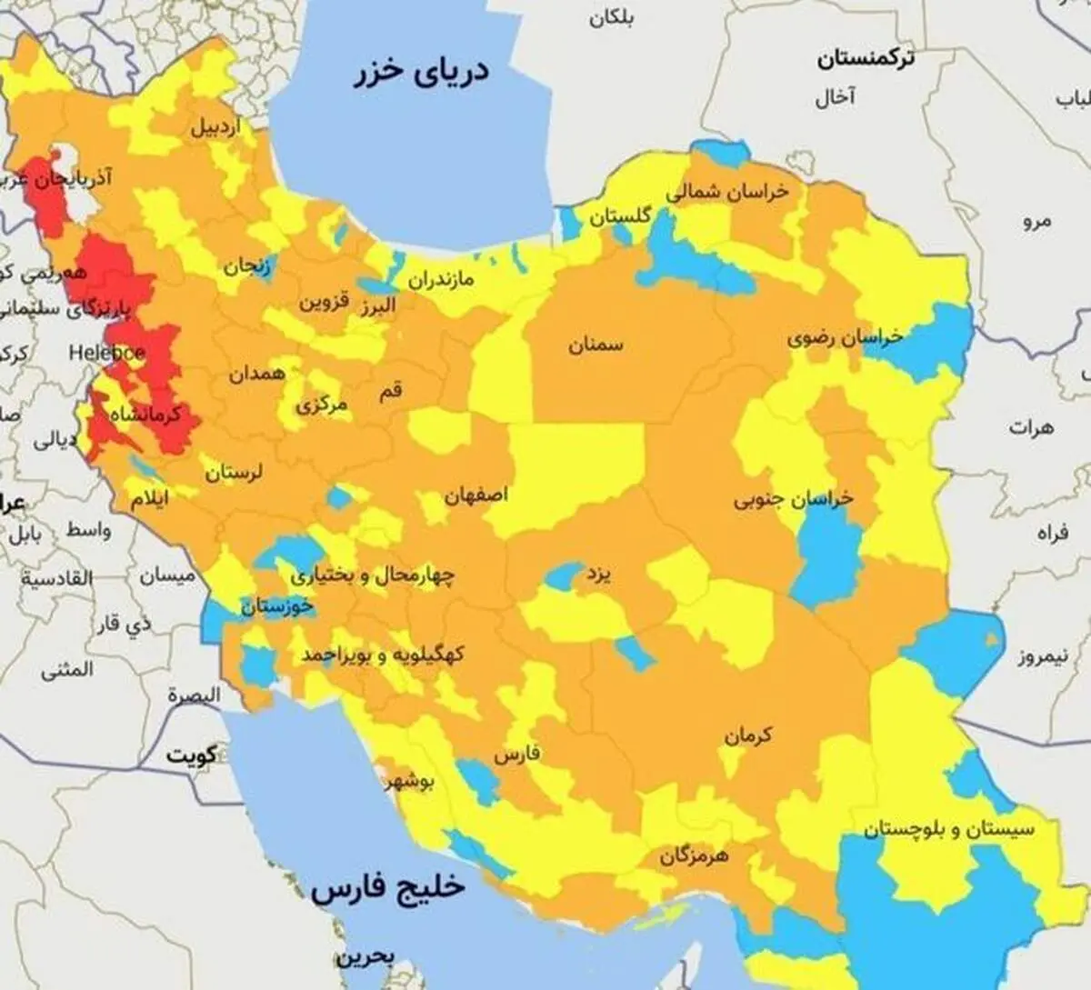 رنگ بندی کرونایی کشور اعلام شد/ ۱۶ شهر در وضعیت قرمز