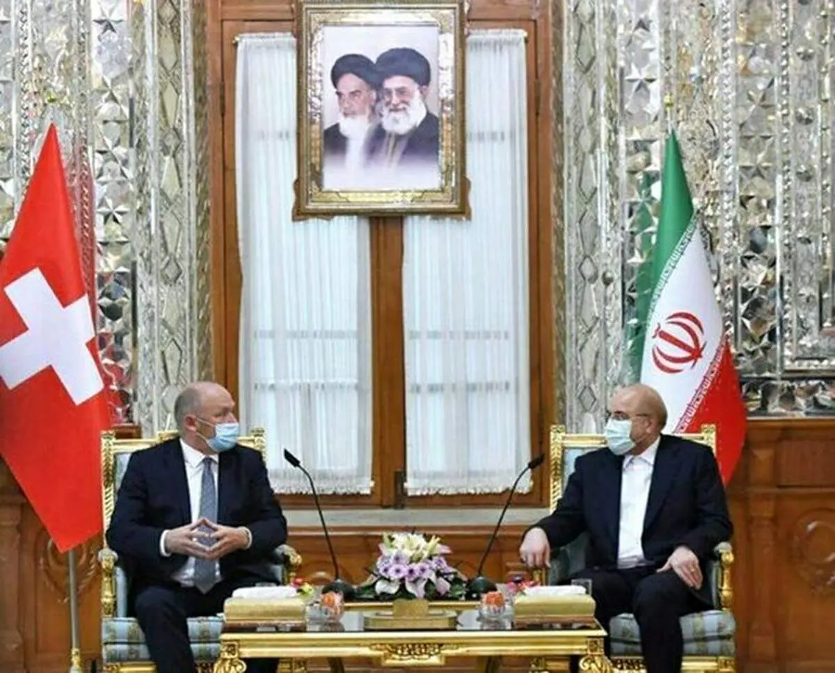 دیدار و رایزنی قالیباف با رئیس مجلس شورای ملی سوئیس در تهران + عکس