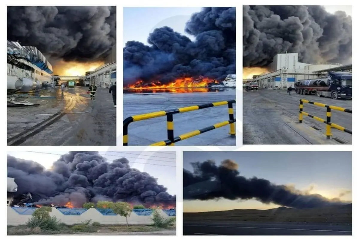 تصاویر جدید از حجم آتش سوزی و خسارت سنگین در شرکت طبیعت در زرندیه