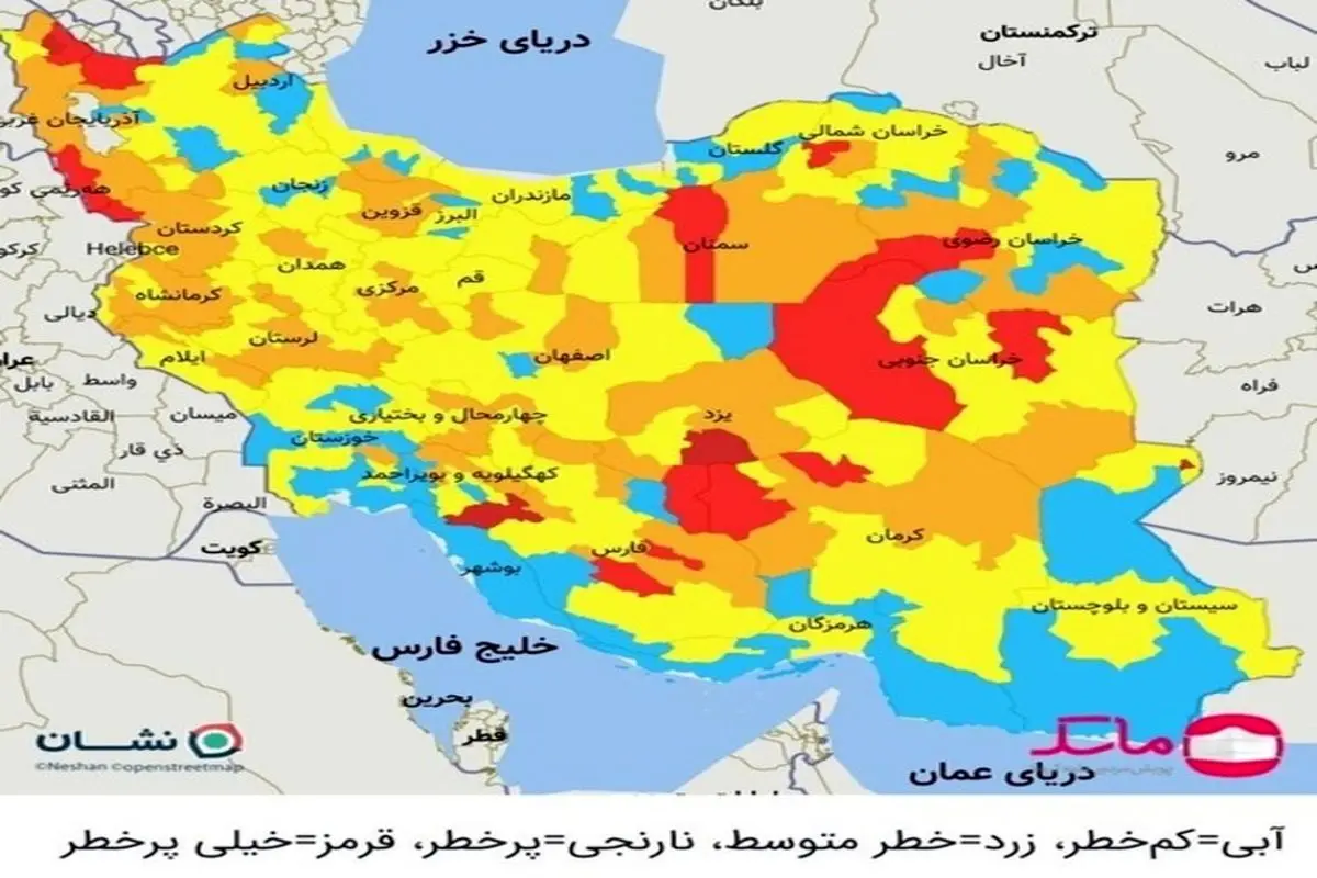 اصلاح شمار شهرهای قرمز کرونایی + نقشه