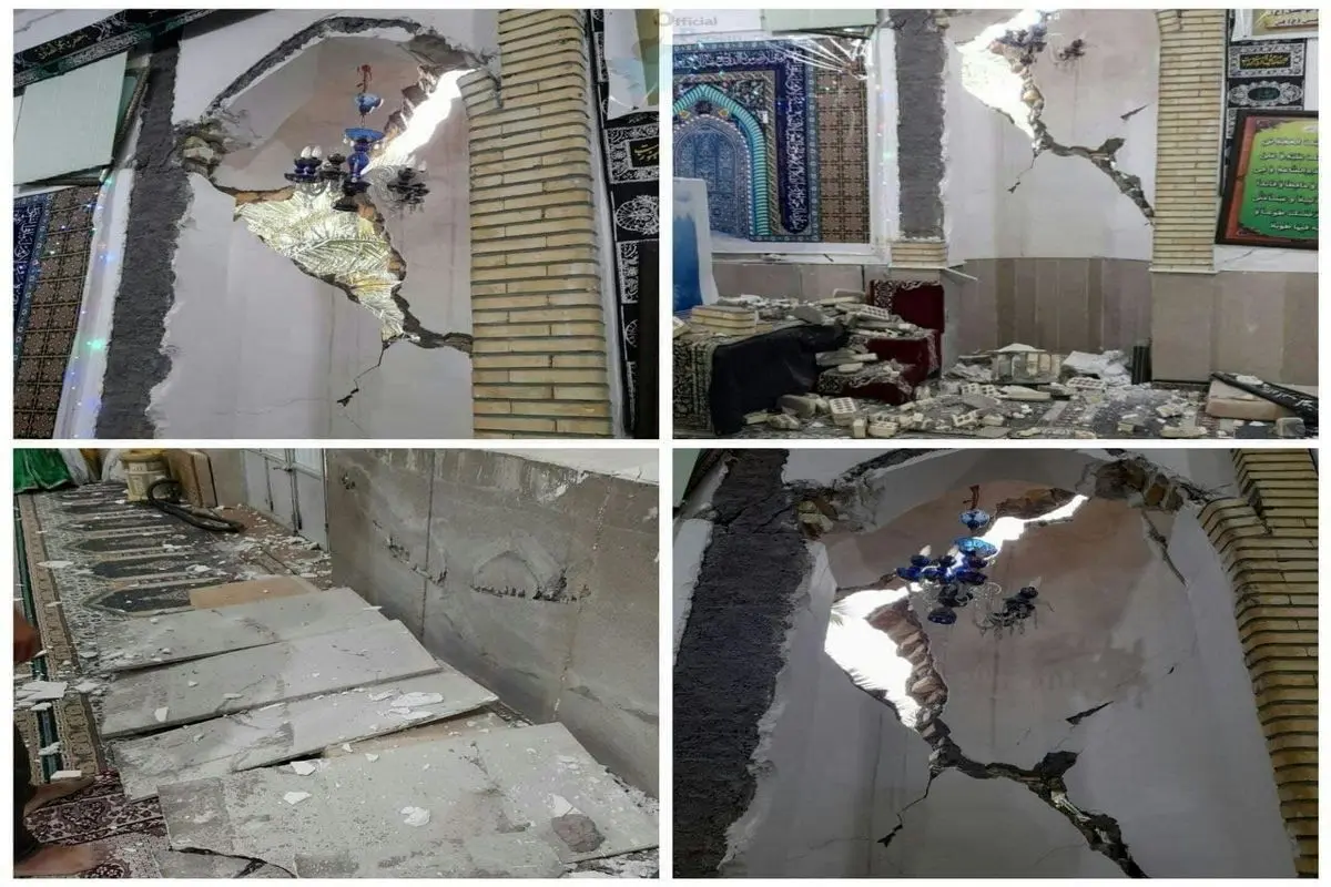 تخریب بخش‌هایی از مسجد فین بندرعباس در پی زلزله امروز + عکس