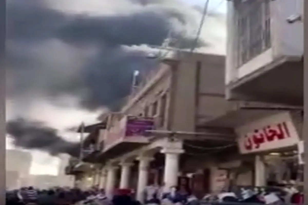 اولین تصاویر از آتش سوزی گسترده در انبار پارچه در بغداد+ فیلم
