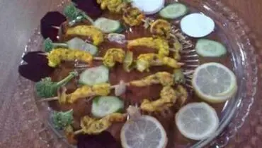 کباب میگو و سبزیجات