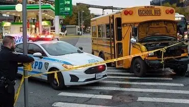 سرقت یک اتوبوس مدرسه در نیویورک و تصادف با ۲۰ خودرو + فیلم