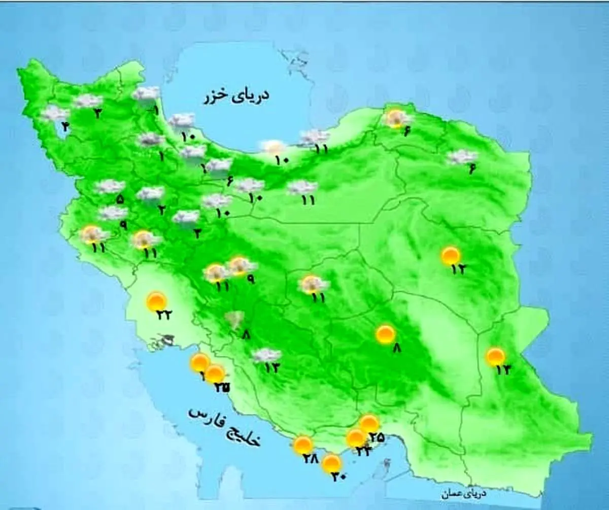 فعالیت دو سامانه بارشی در کشور/فردا بارش‌ها به صورت موقت کاهش می‌یابد