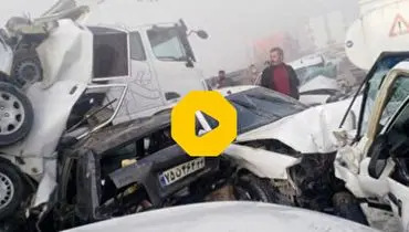 تصادف زنجیره‌ای و مرگبار در خوزستان؛ له شدن ۵۰ خودرو+ فیلم جدید
