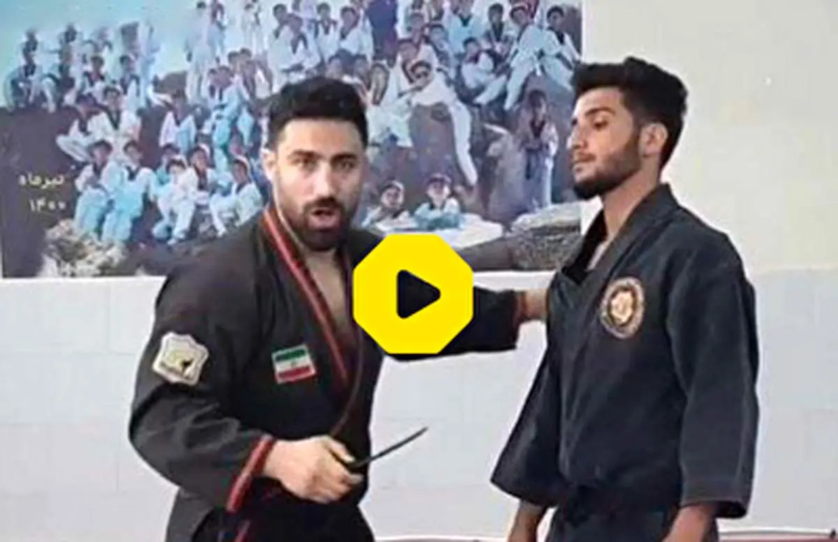انجام حرکت خطرناک دفاع شخصی با چاقو در برنامه زنده!+فیلم
