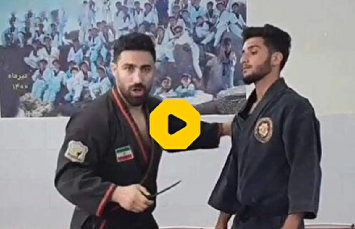 انجام حرکت خطرناک دفاع شخصی با چاقو در برنامه زنده!+فیلم