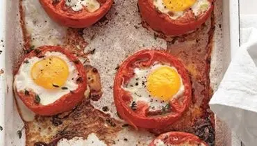 طرز تهیه نیمرو داخل گوجه فرنگی