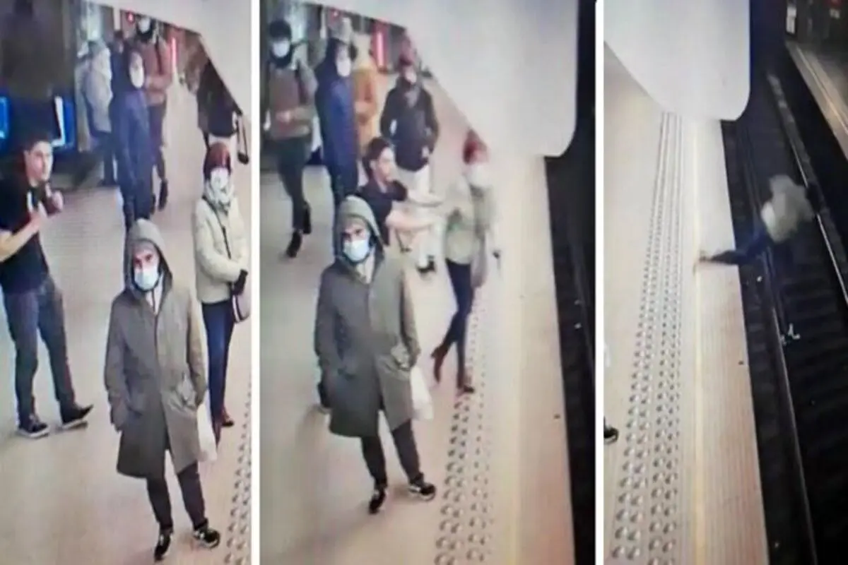 لحظه ترسناک انداختن هل دادن یک زن جلوی قطار متروی بروکسل + فیلم