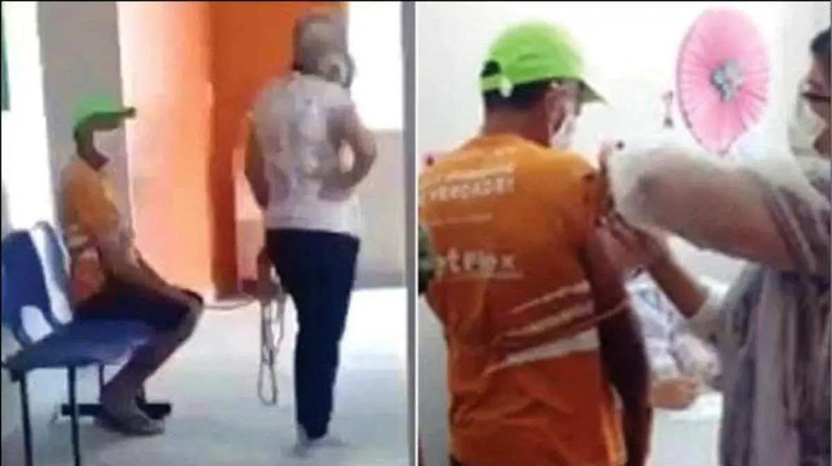 طناب‌پیچ کردن شوهر برای تزریق اجباری واکسن! + فیلم