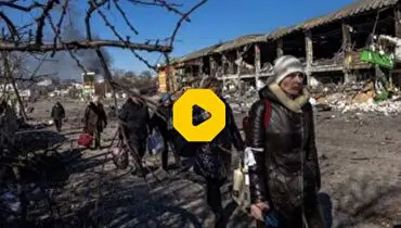 تصاویری از خروج غیرنظامیان از مناطق اطراف کی‌یف