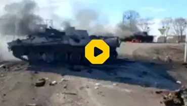 سرباز کشته شده و تجهیزات منهدم‌شده روسیه در نزدیکی «خارکیف» / تصاویر ۱۸+
