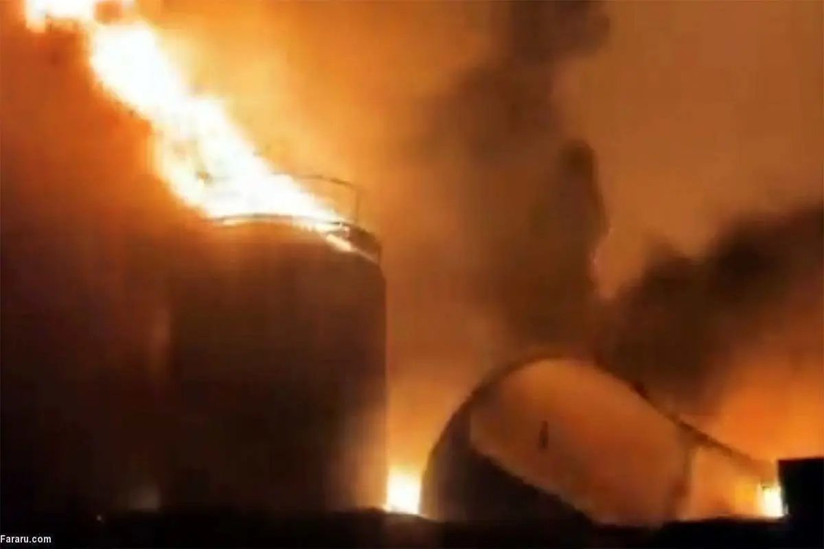 حمله موشکی روسیه به مخازن سوخت نزدیک کی‌یف + فیلم