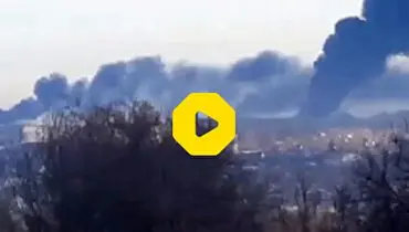 آتش‌سوزی در انبارهای نفتی نزدیک کی‌یف+ فیلم