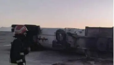 حادثه واژگونی تانکر حامل گاز مایع در زاهدان کنترل شد