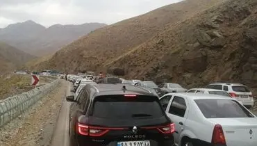 ترافیک سنگین در جاده کرج - چالوس