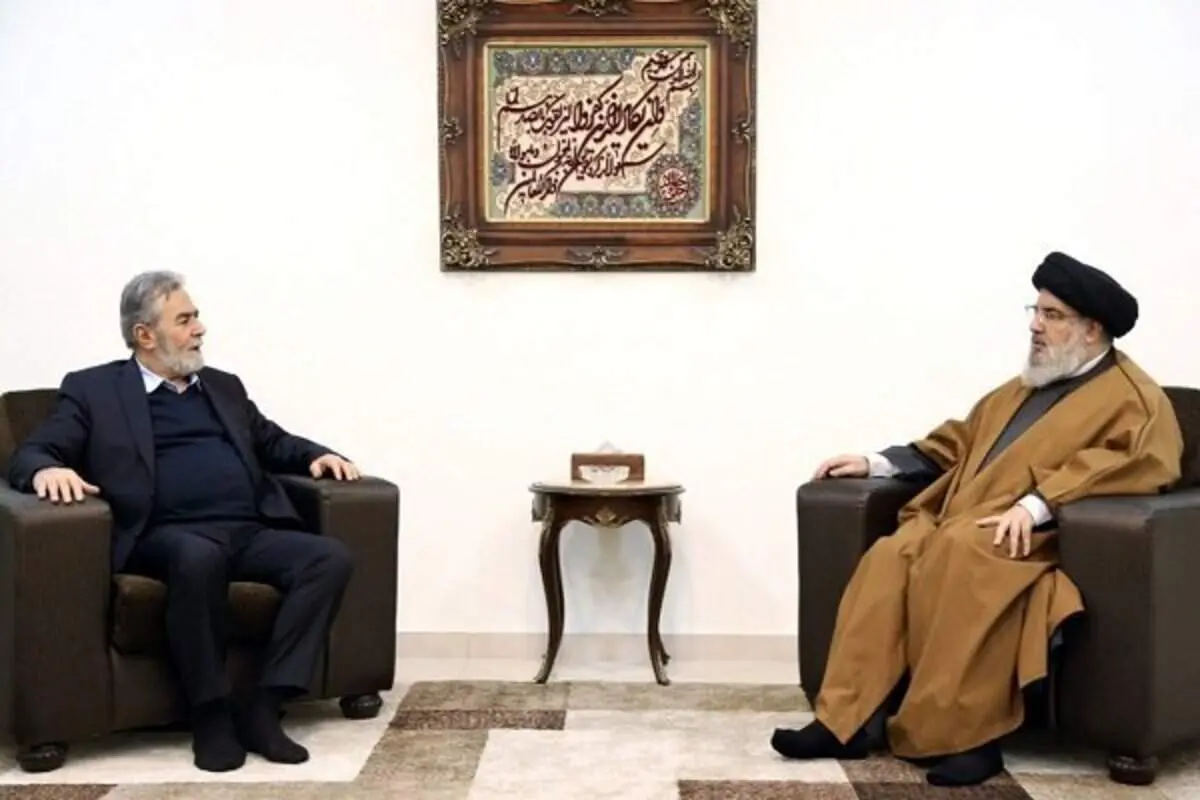 دیدار و گفت‌وگوی سید حسن نصرالله و زیاد النخاله درباره آخرین تحولات فلسطین