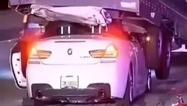 استحکام عجیب BMW پس از تصادف شدید با تریلی + فیلم