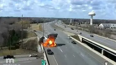 نجات معجزه‌آسا راننده کامیون پس از انفجار ماشینش + فیلم