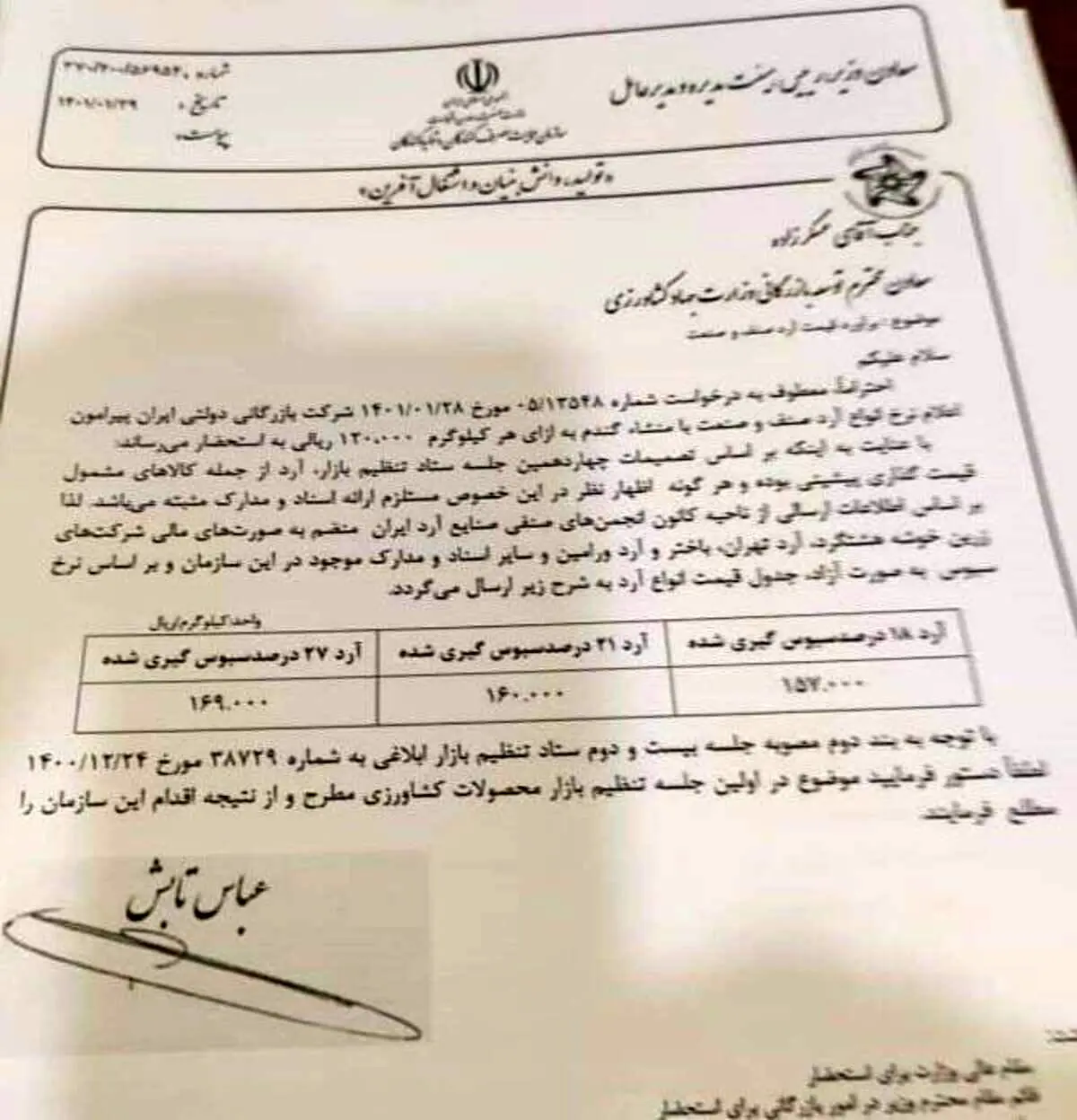قیمت جدید آرد صنف و صنعت تعیین شد+سند