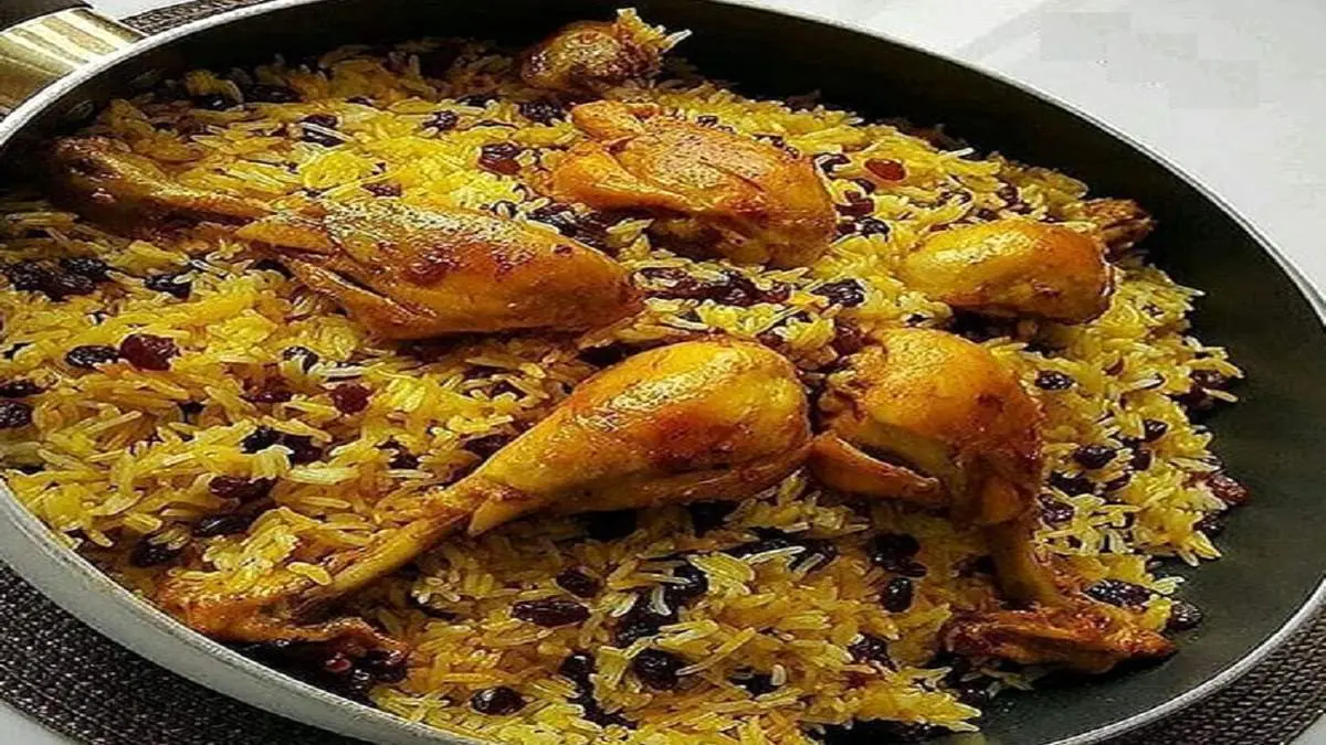 طرز تهیه کشمش پلو با مرغ ساده مازندرانی