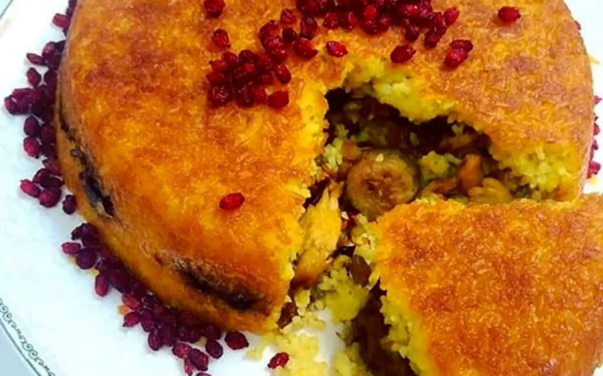 طرز تهیه ته چین بادمجان و مرغ مجلسی بدون فر