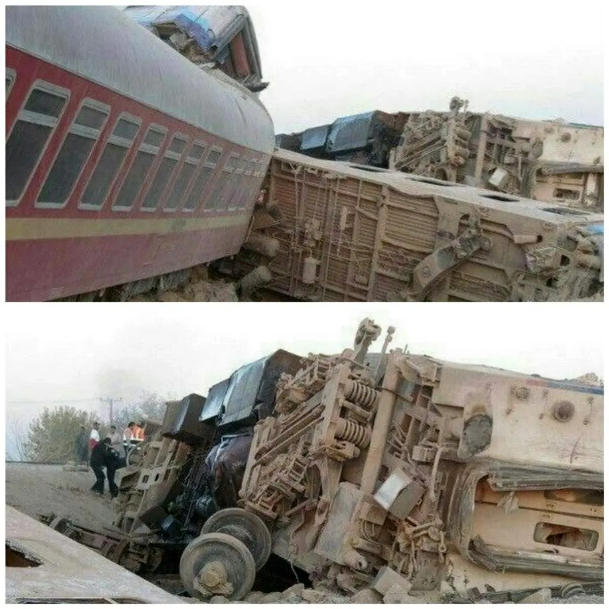 اولین عکس ها از خروج قطار مشهد یزد از ریل