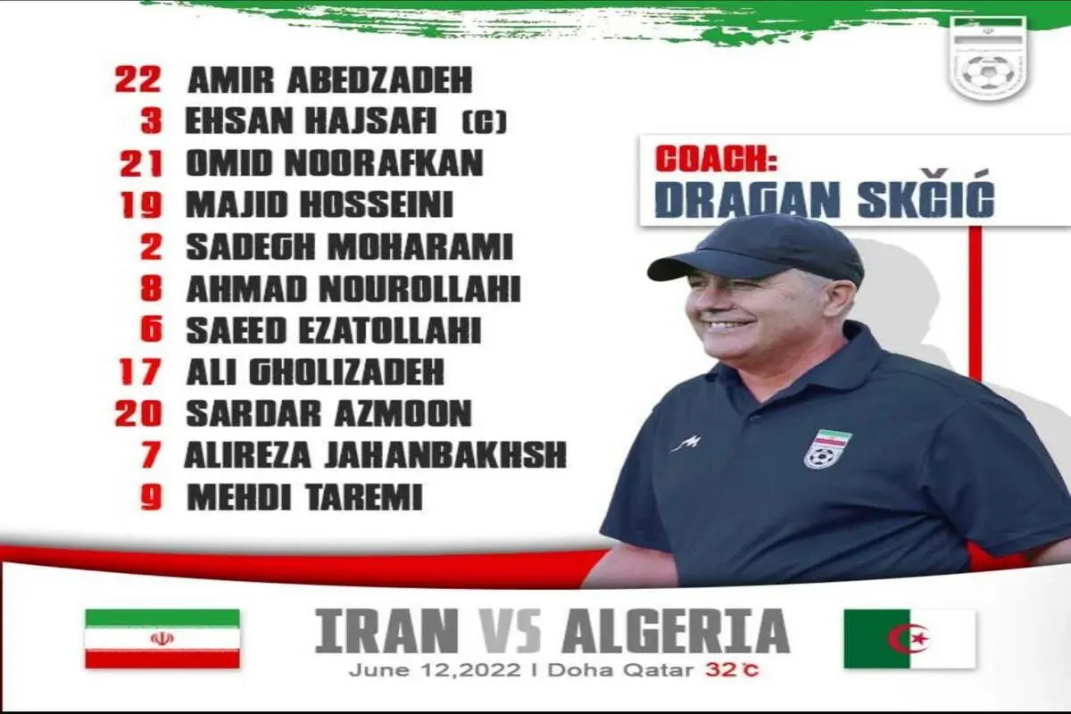 ترکیب تیم ملی برابر الجزایر مشخص شد