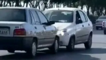 زورآزمایی دو خودرو در شیراز وسط اتوبان | راننده خلافکار کوتاه نمی‌آید! + فیلم