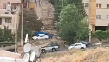 خسارت شدید سیل به خودروهای مردم در رودهن + فیلم