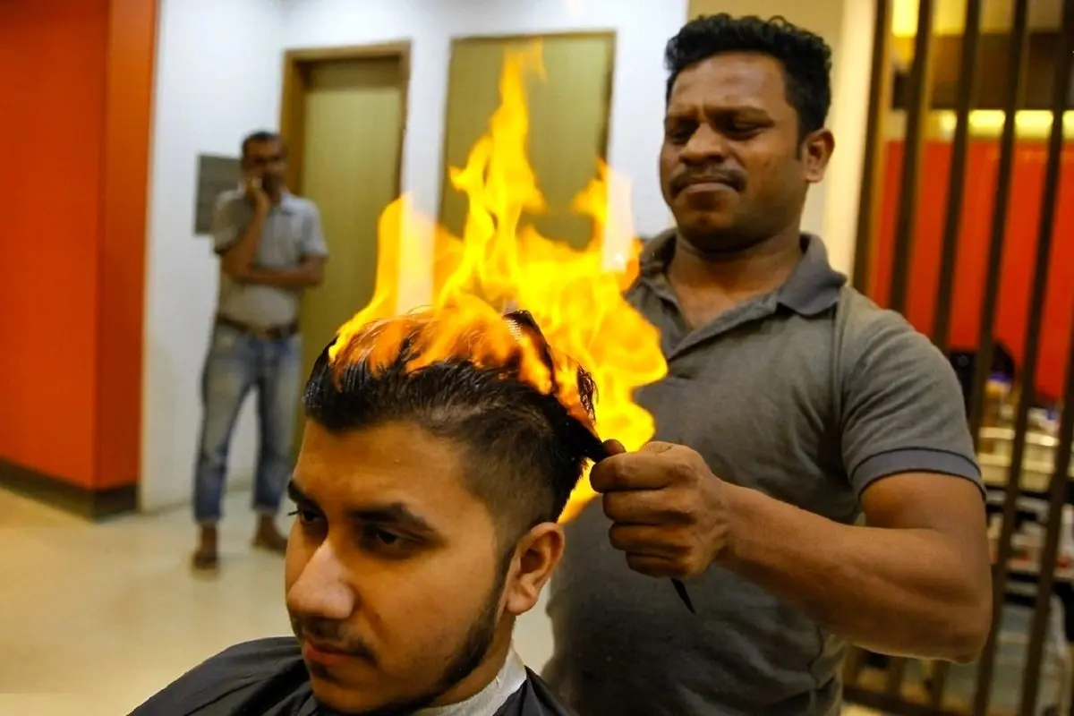 آرایشگر و مشتری در آتش سشوار سوختند! + فیلم