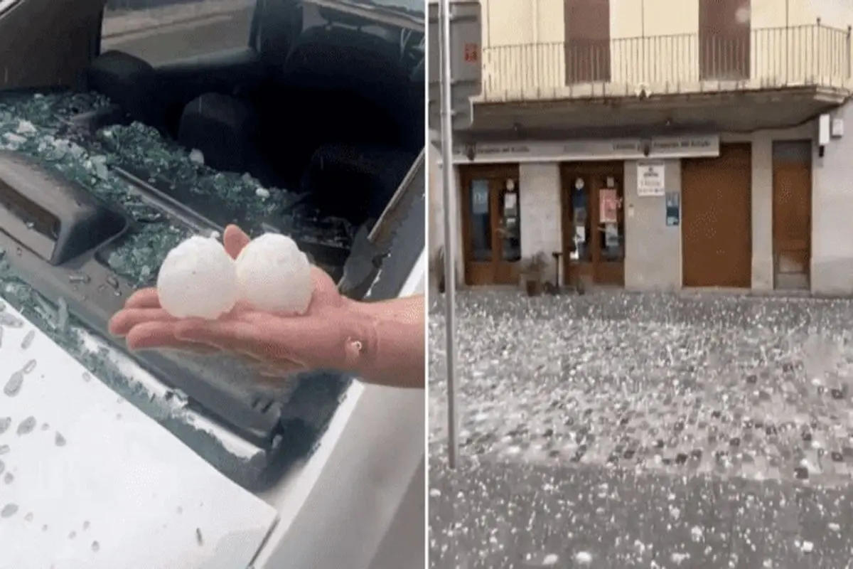 بارش بی‌ سابقه تگرگ در اسپانیا با اندازه ای که تاکنون ندیده اید!+ فیلم
