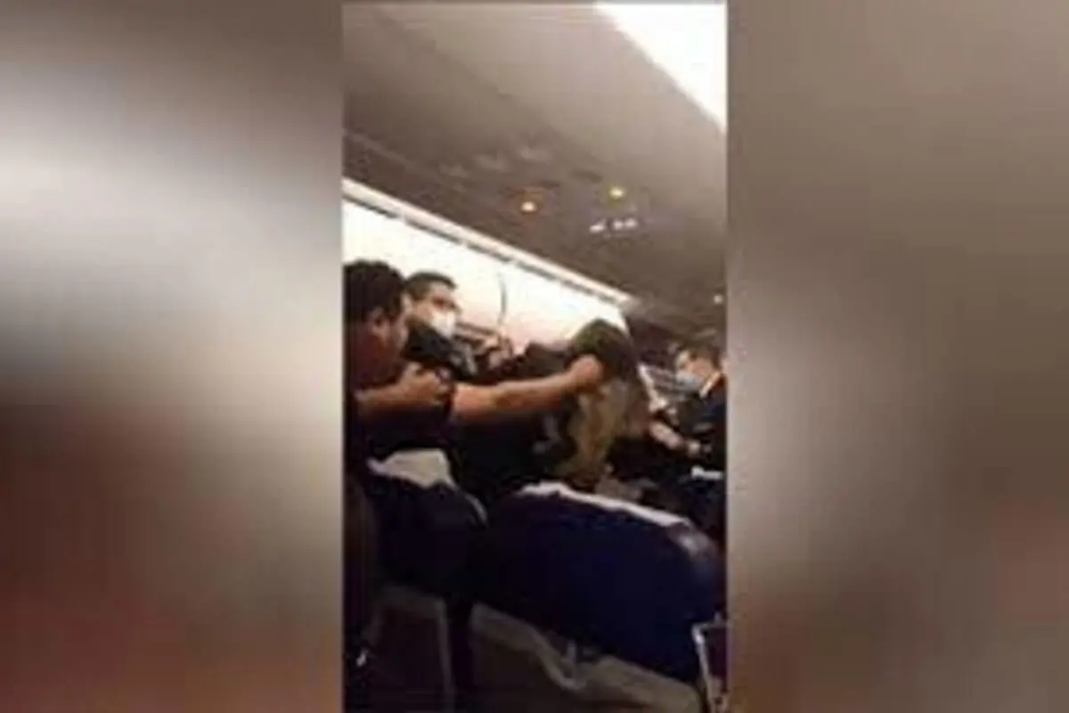 حمله وحشیانه یک مرد به زن مسافر در کابین هواپیما؛ کشیدن مو و مشت بر صورت!+فیلم