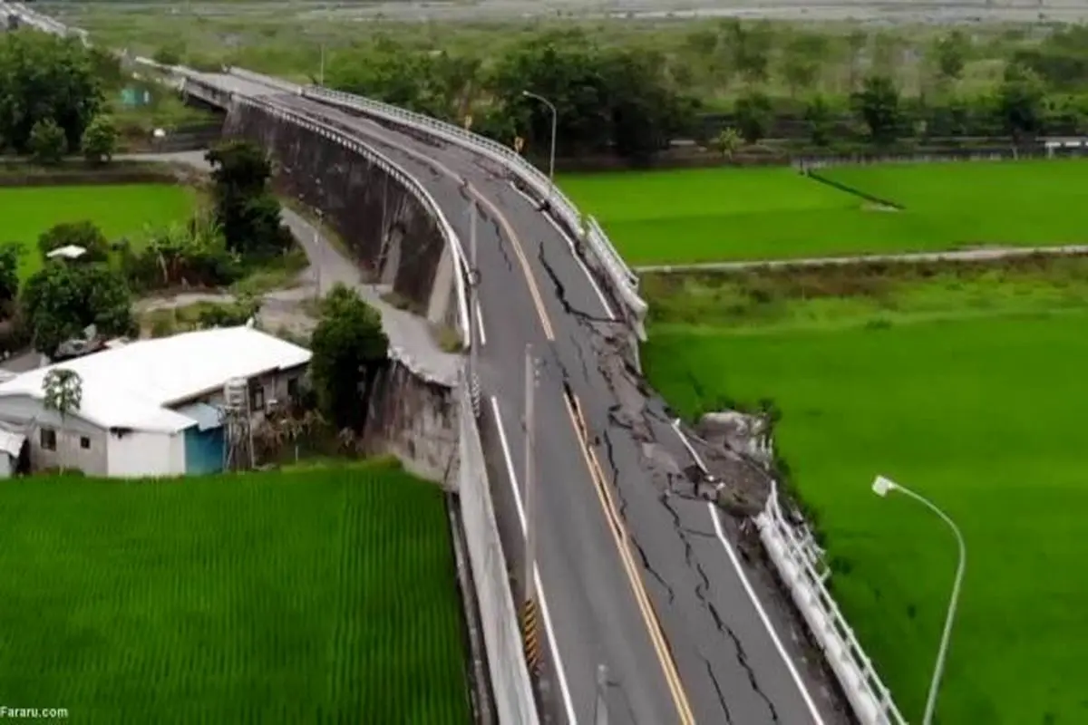 تخریب کامل بزرگترین پل تایوان در اثر زلزله + فیلم