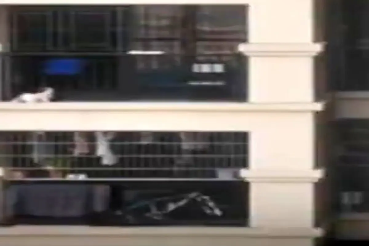 لحظه نجات کودک آویزان از طبقه هفتم+ فیلم