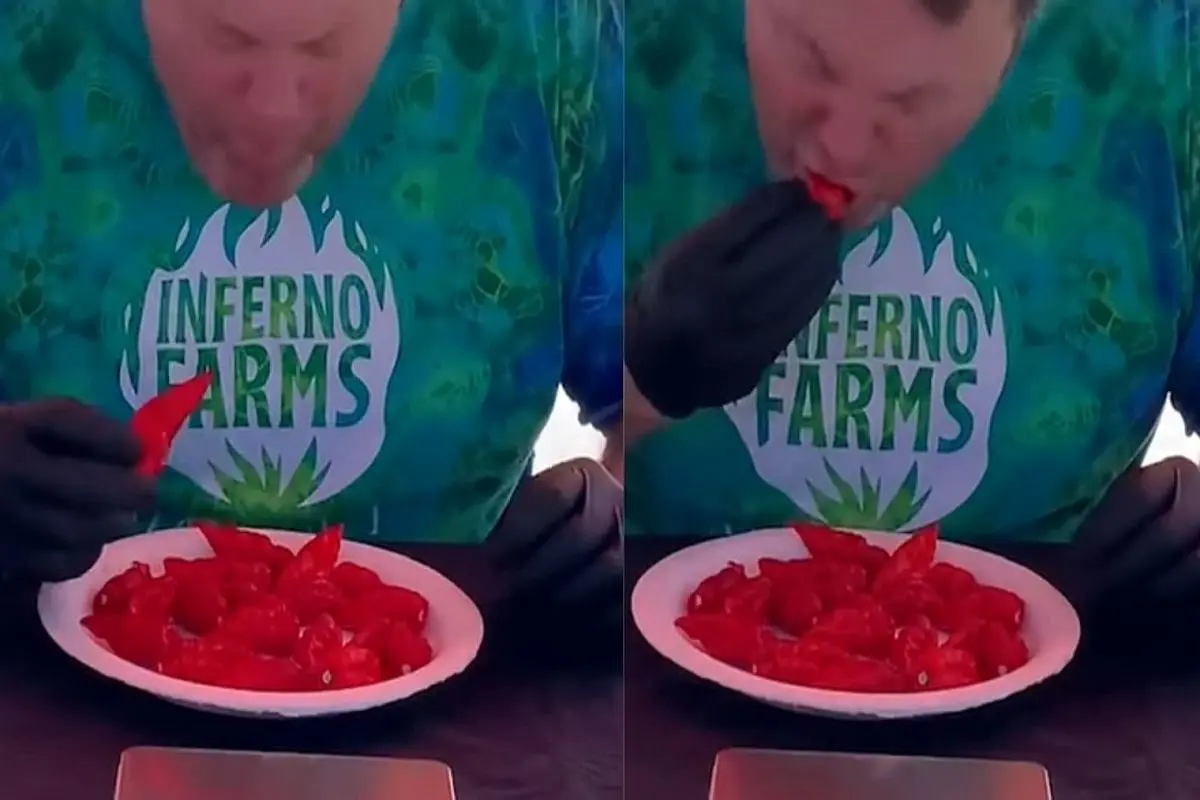 رکورد شکنی عجیب مرد آمریکایی با خوردن فلفل قرمز!+ فیلم