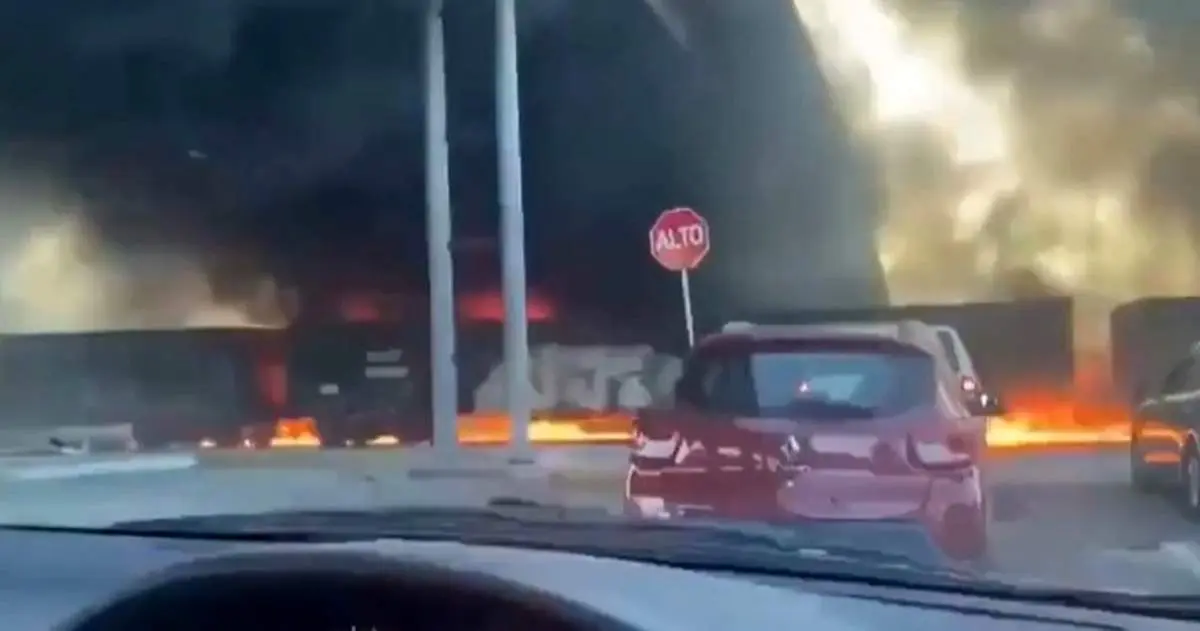 تانکر حمل سوخت راه‌آهن را به آتش کشید+ فیلم