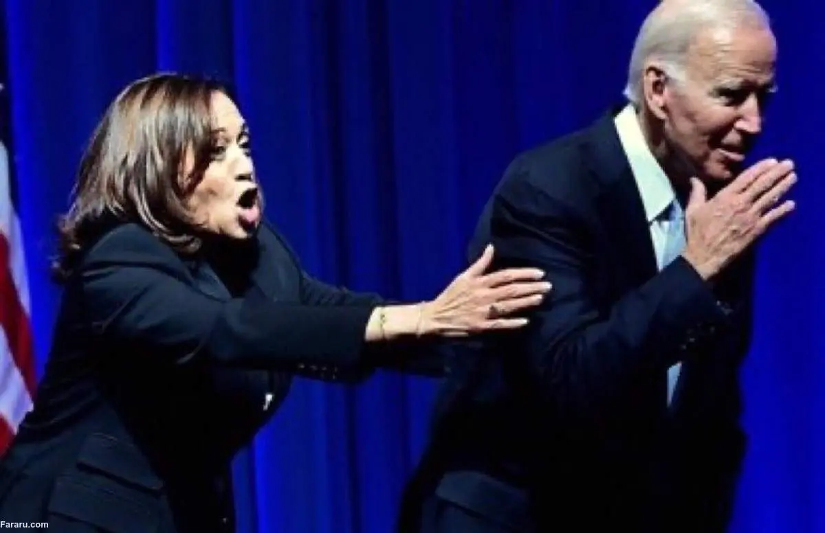وحشت کامالا هریس از نزدیک شدن بایدن به لبه صحنه!+ فیلم
