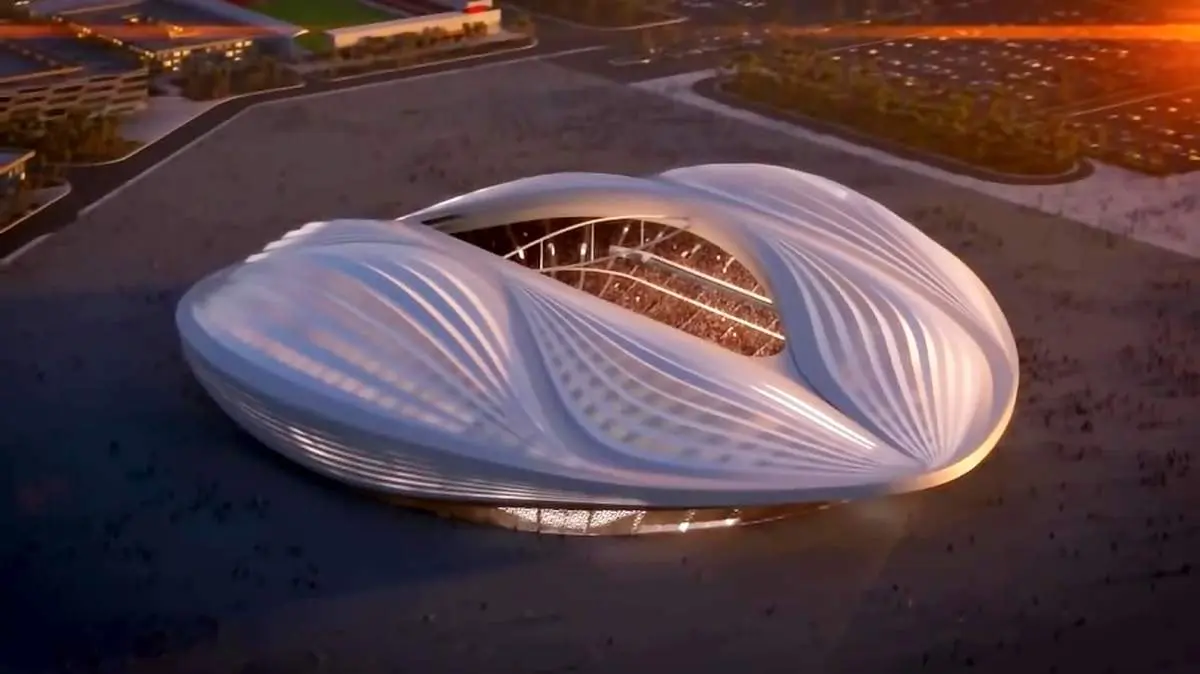 نورپردازی جالب ورزشگاه قطری در آستانه‌ی جام جهانی + فیلم