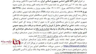 اولتیماتوم ۴۵ روزه خزانه داری کل به دستگاه‌های اجرایی/ درآمدهایتان را بی‌واسطه و بلادرنگ به حساب‌های خزانه‌داری واریز کنید
