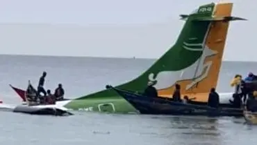 سقوط یک هواپیمای مسافربری تانزانیا در یک دریاچه + فیلم و تصاویر